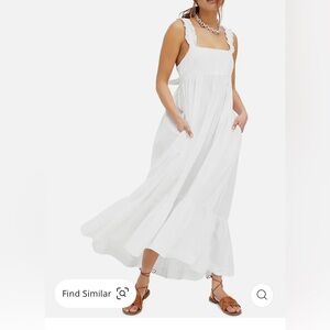 Free People- XS White Milkmaid Style Maxi Dress